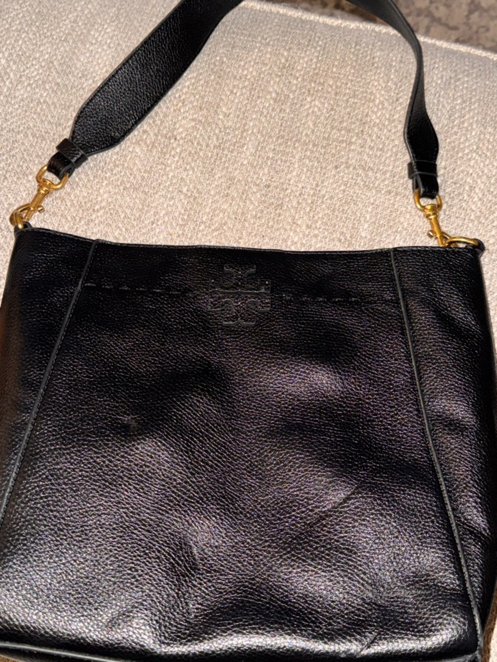 Black Leather Shoulder Bag - Classic Everyday Tote